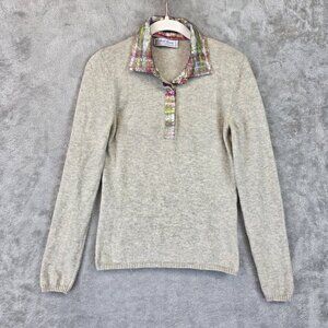 Richard Grant Sweater Womens Medium Cashmere Silk Collar Pullover Made in Italy